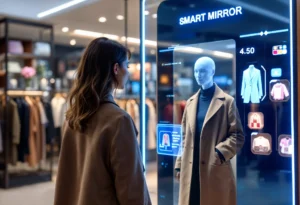 IA Generativa para E-commerce para personalização em com espelho inteligente interativo em loja de roupas